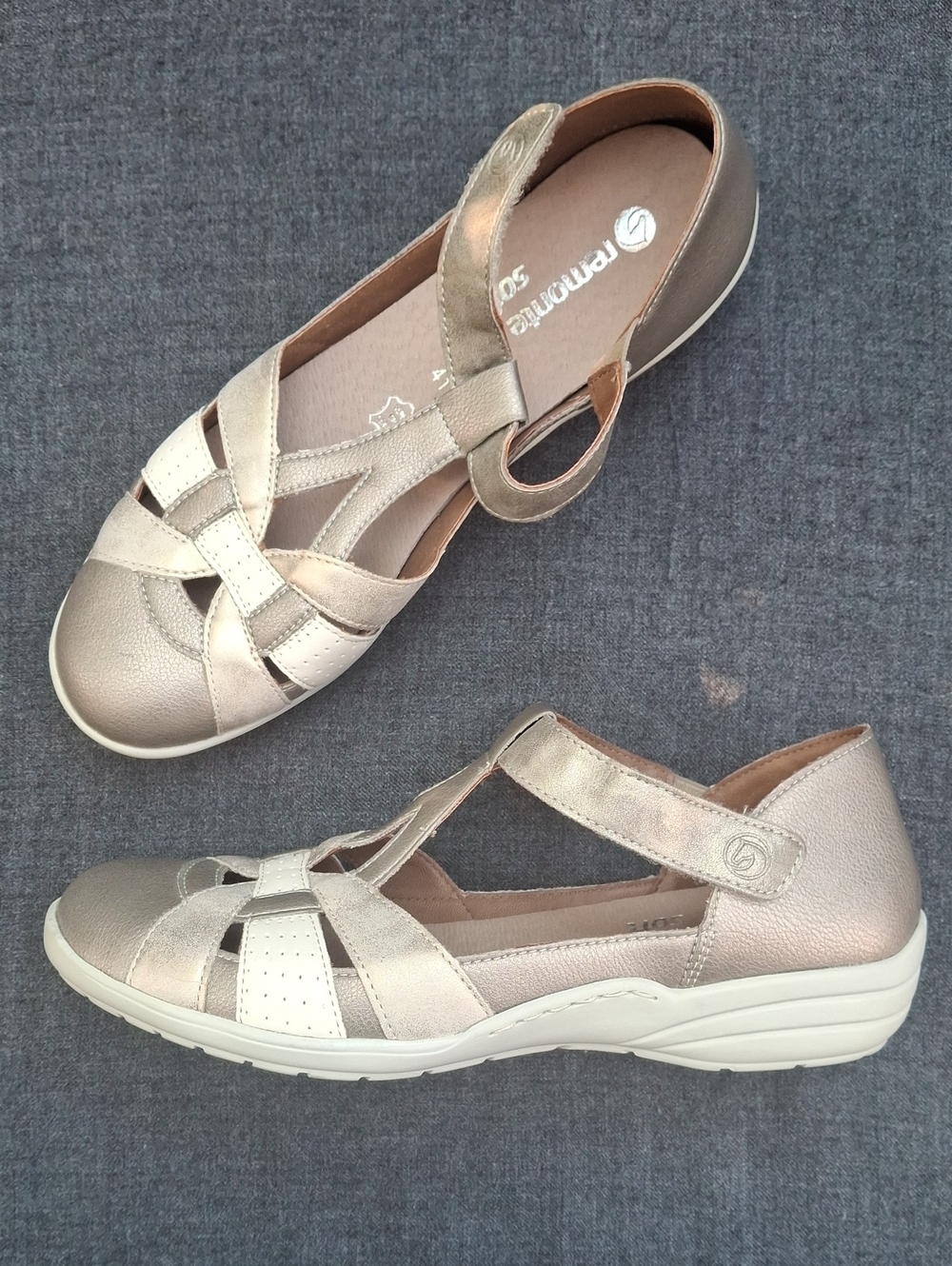 Remonte Soft Metallic T-Strap Comfort Sandals - Size 41 EU (9.5 US)